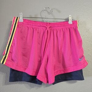 Nike Pink Athletic Shorts With Built In Spandex Shorts Size Medium